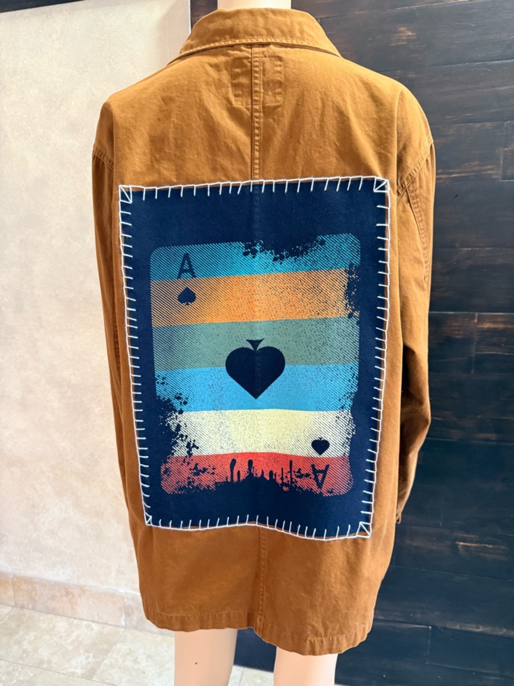 Upcycled RSQ Ace Of Spades Rust Shacket Size XL